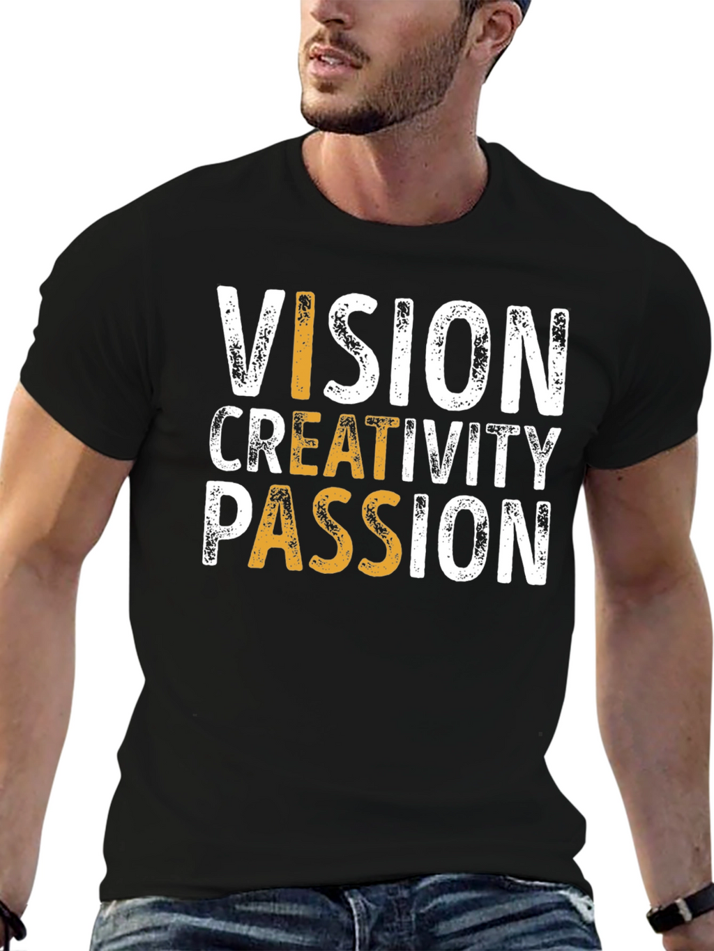 Vision Creativity Passion T-Shirt - Black Graphic Tee