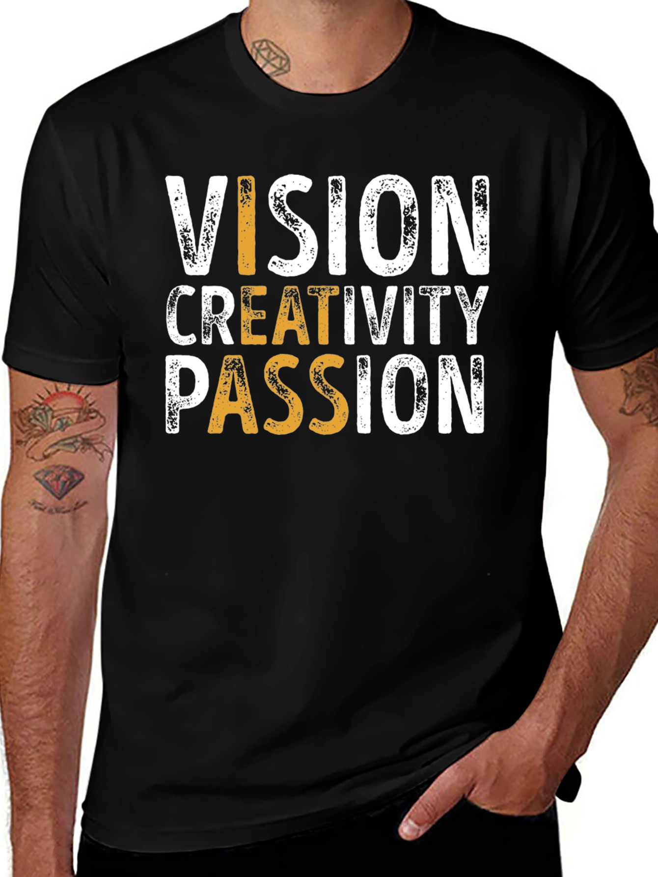 Vision Creativity Passion T-Shirt - Black Graphic Tee