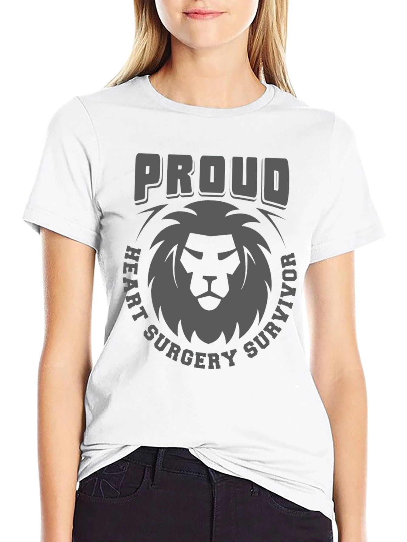 Proud Heart Surgery Survivor Lion Graphic Tee