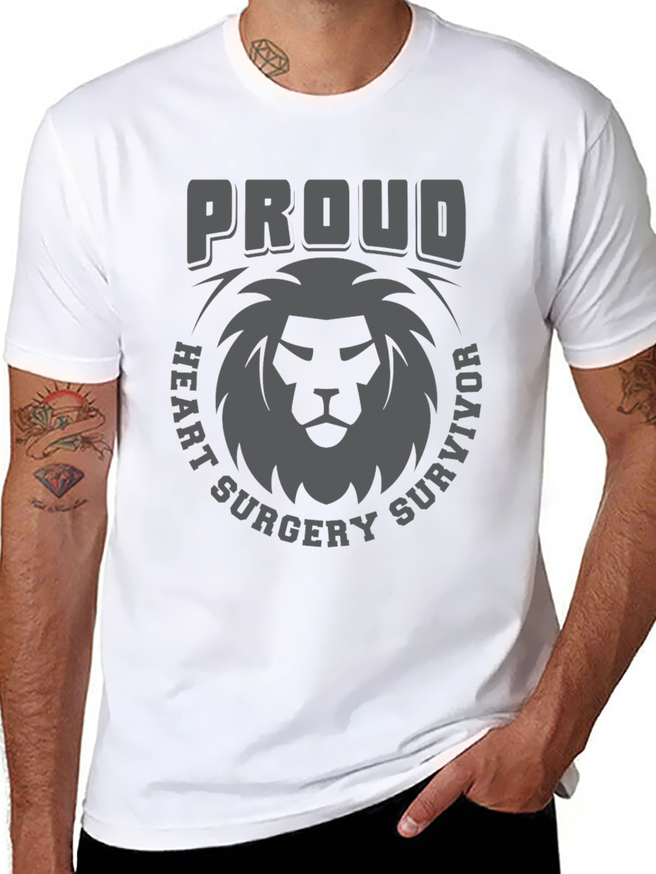 Proud Heart Surgery Survivor Lion Graphic Tee