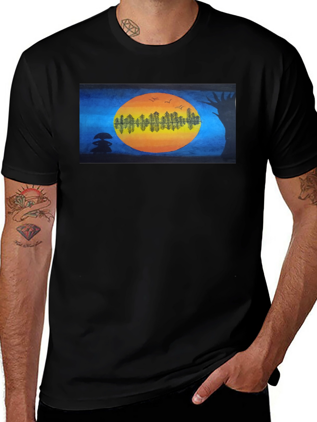 Natures Reflection Black T-Shirt