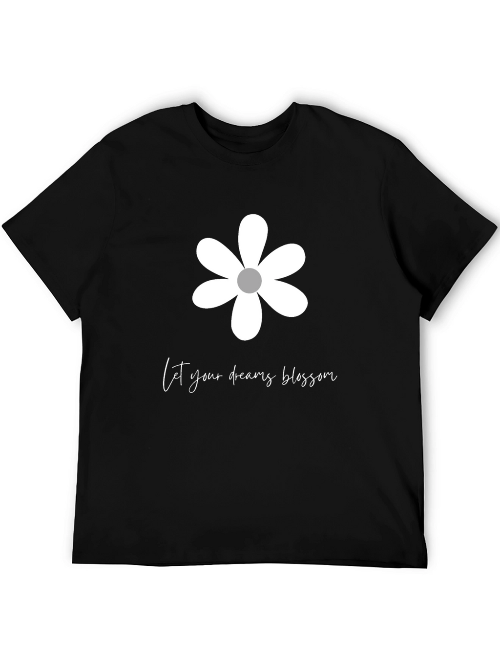 Dream Blossom Graphic Tee - Black Cotton Blend T-Shirt
