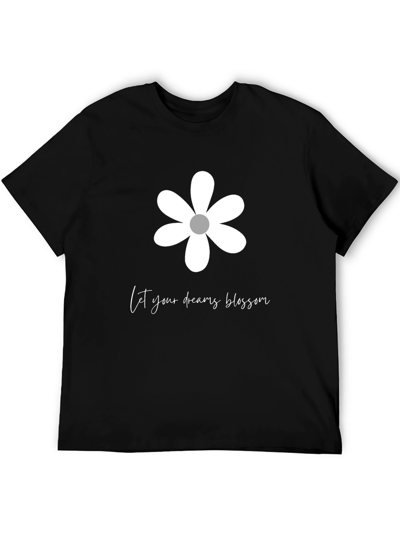 Dream Blossom Graphic Tee - Black Cotton Blend T-Shirt