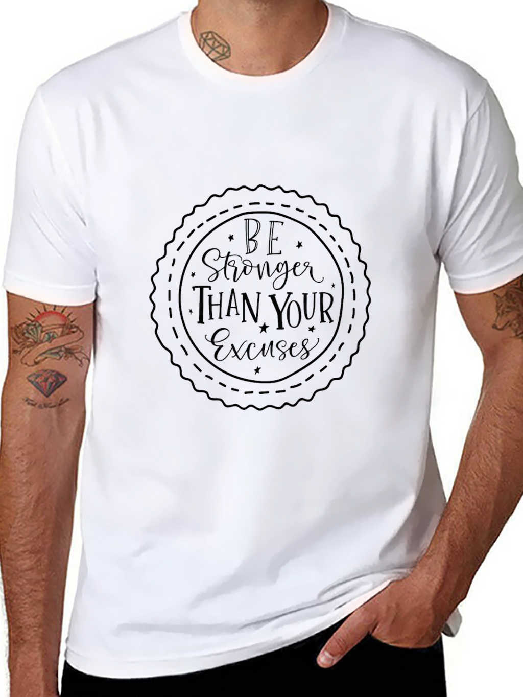Motivational Black Tee: Be Stronger Than Your Excuses
