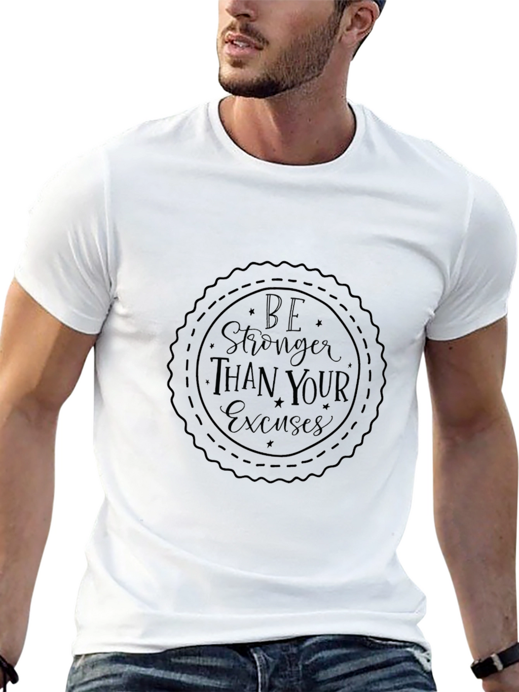 Motivational Black Tee: Be Stronger Than Your Excuses