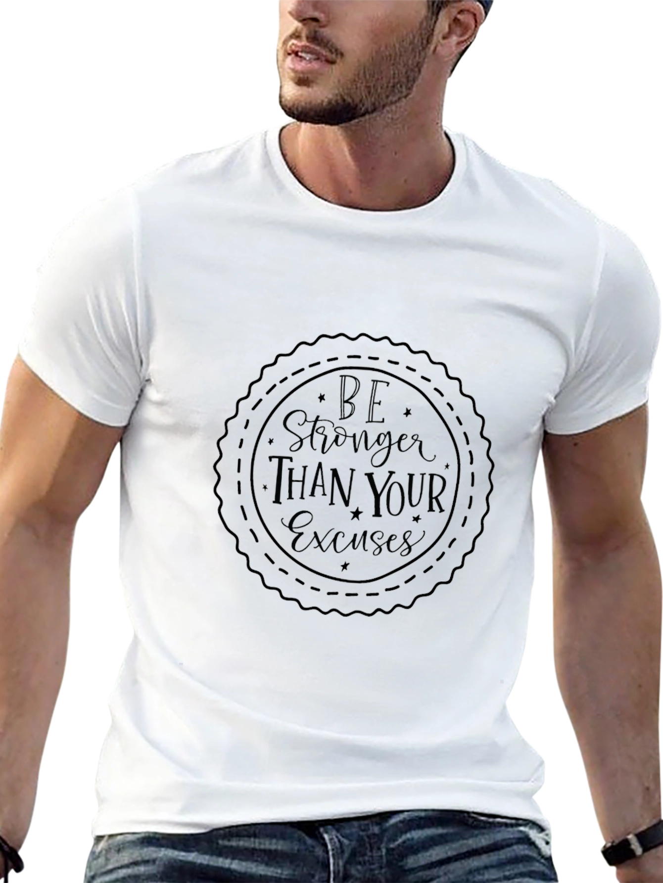Motivational Black Tee: Be Stronger Than Your Excuses