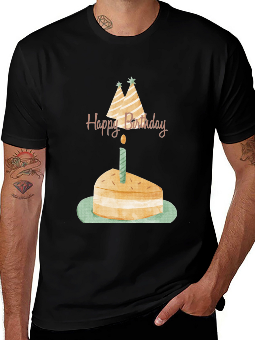 Birthday Cake Graphic Tee - Unisex Black T-Shirt