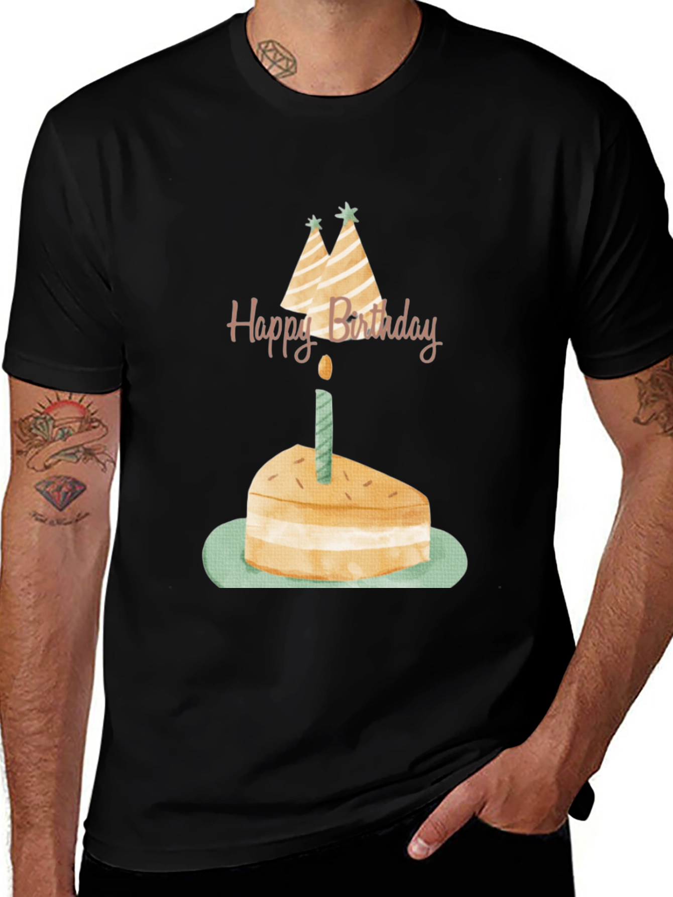 Birthday Cake Graphic Tee - Unisex Black T-Shirt