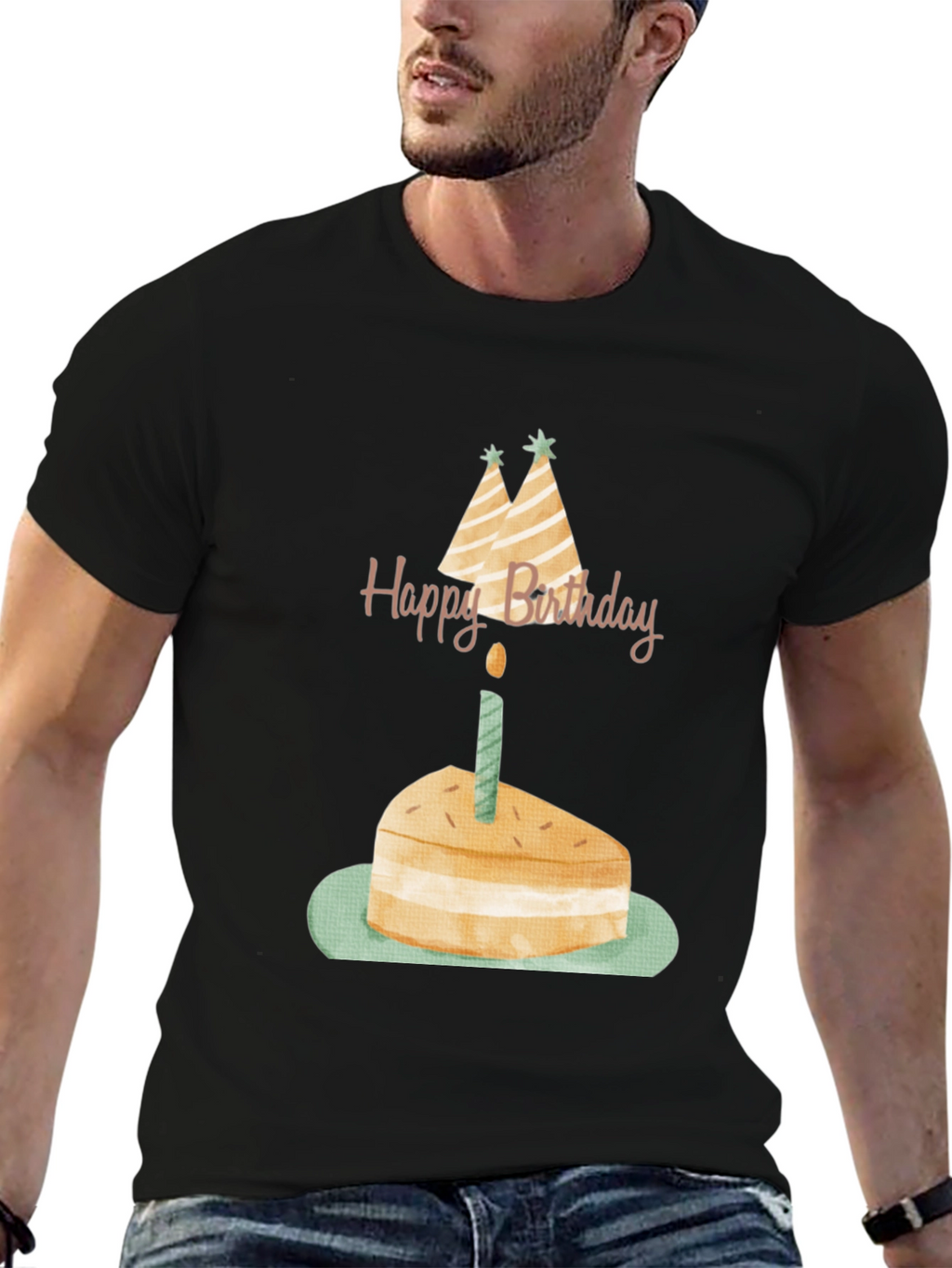 Birthday Cake Graphic Tee - Unisex Black T-Shirt