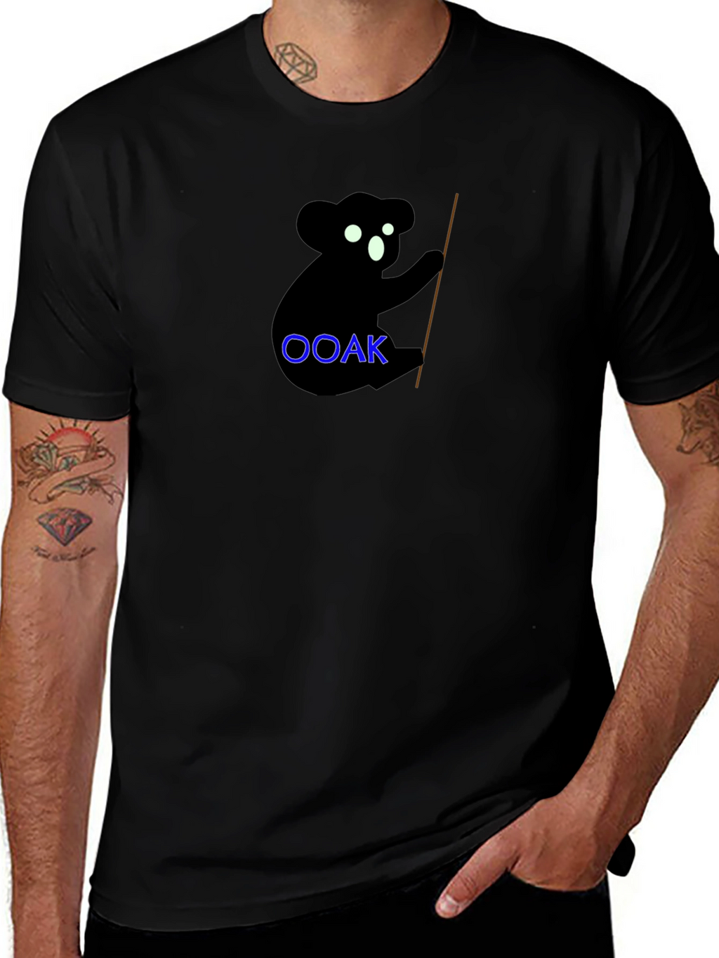 Koala OOAK Black Graphic Tee - Unique & Stylish