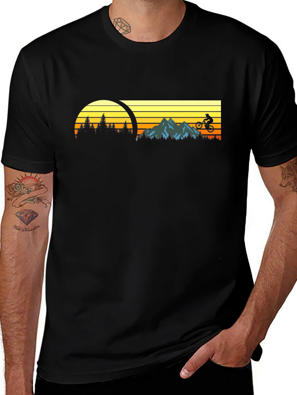 Mountain Biking Sunset Graphic Tee