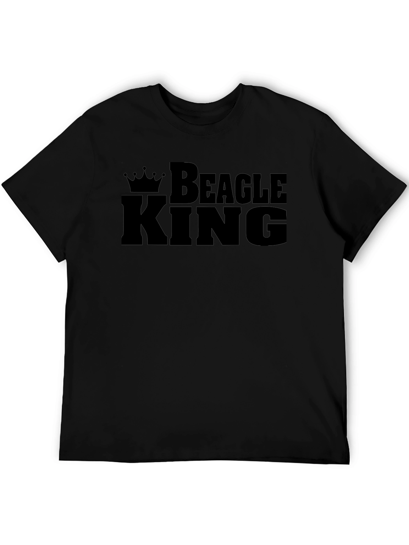 Beagle King Graphic Tee - Black Cotton Crew Neck