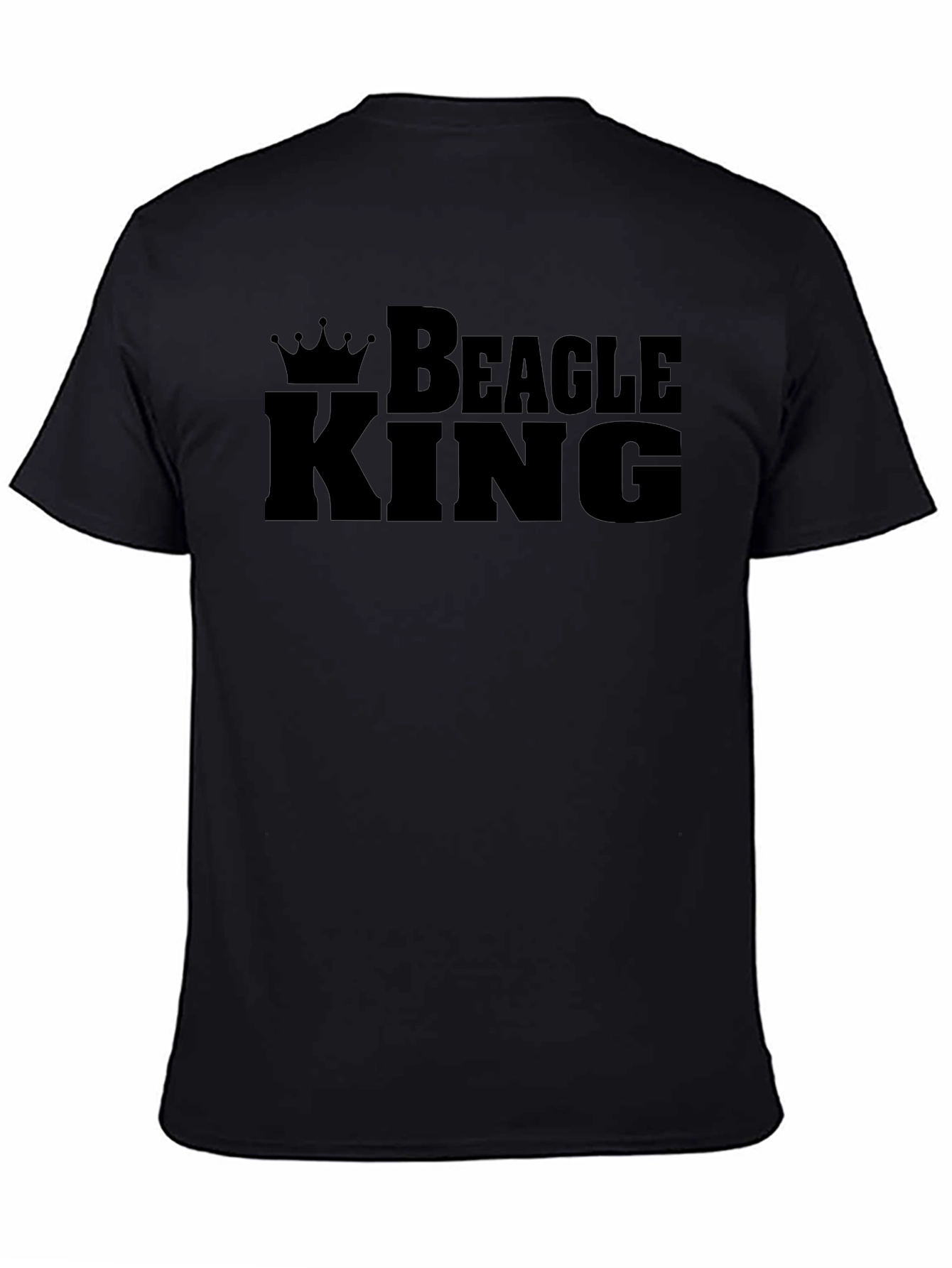 Beagle King Graphic Tee - Black Cotton Crew Neck