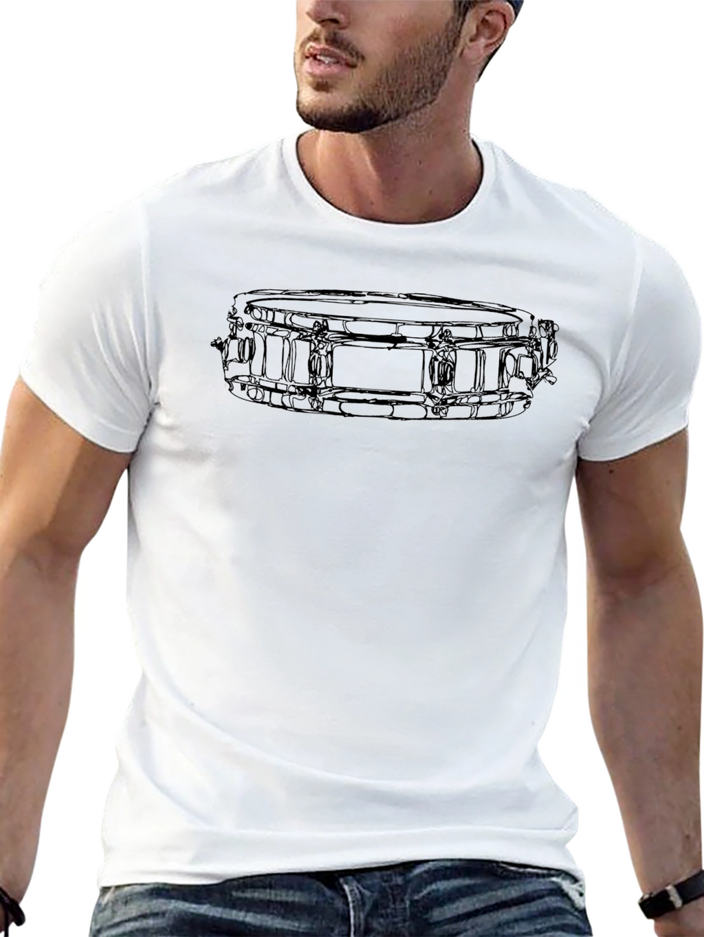 Black Snare Drum Outline Graphic Tee