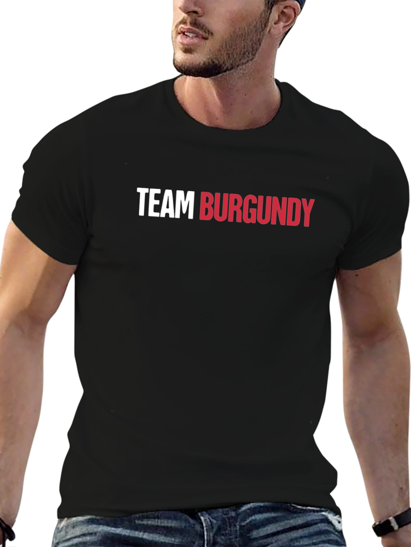 Team Burgundy Graphic Tee - Trendy Crew Neck T-Shirt