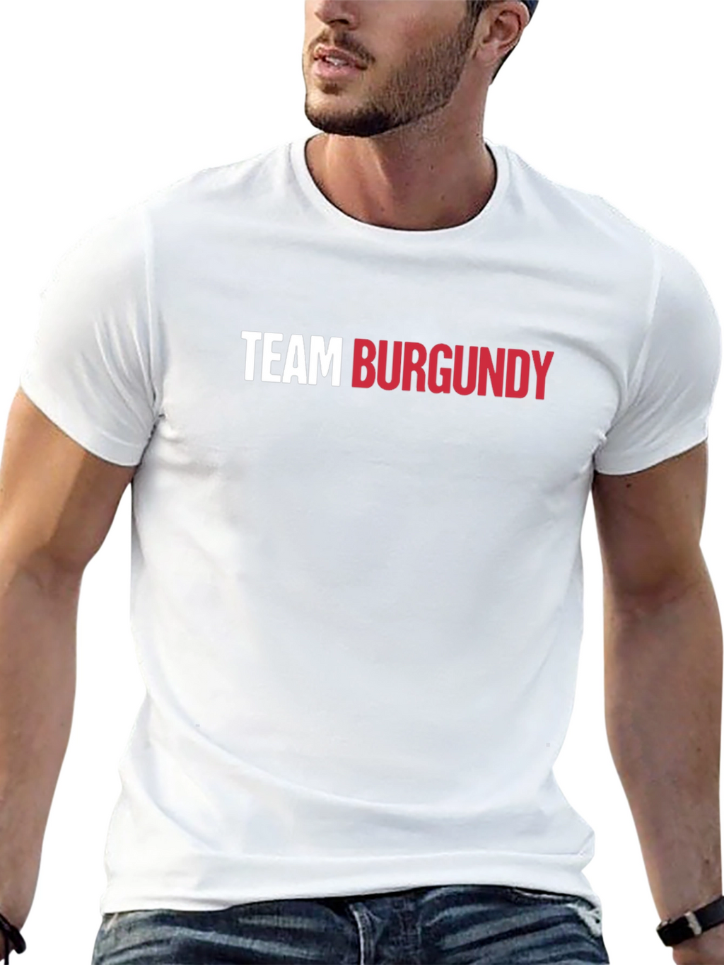 Team Burgundy Graphic Tee - Trendy Crew Neck T-Shirt