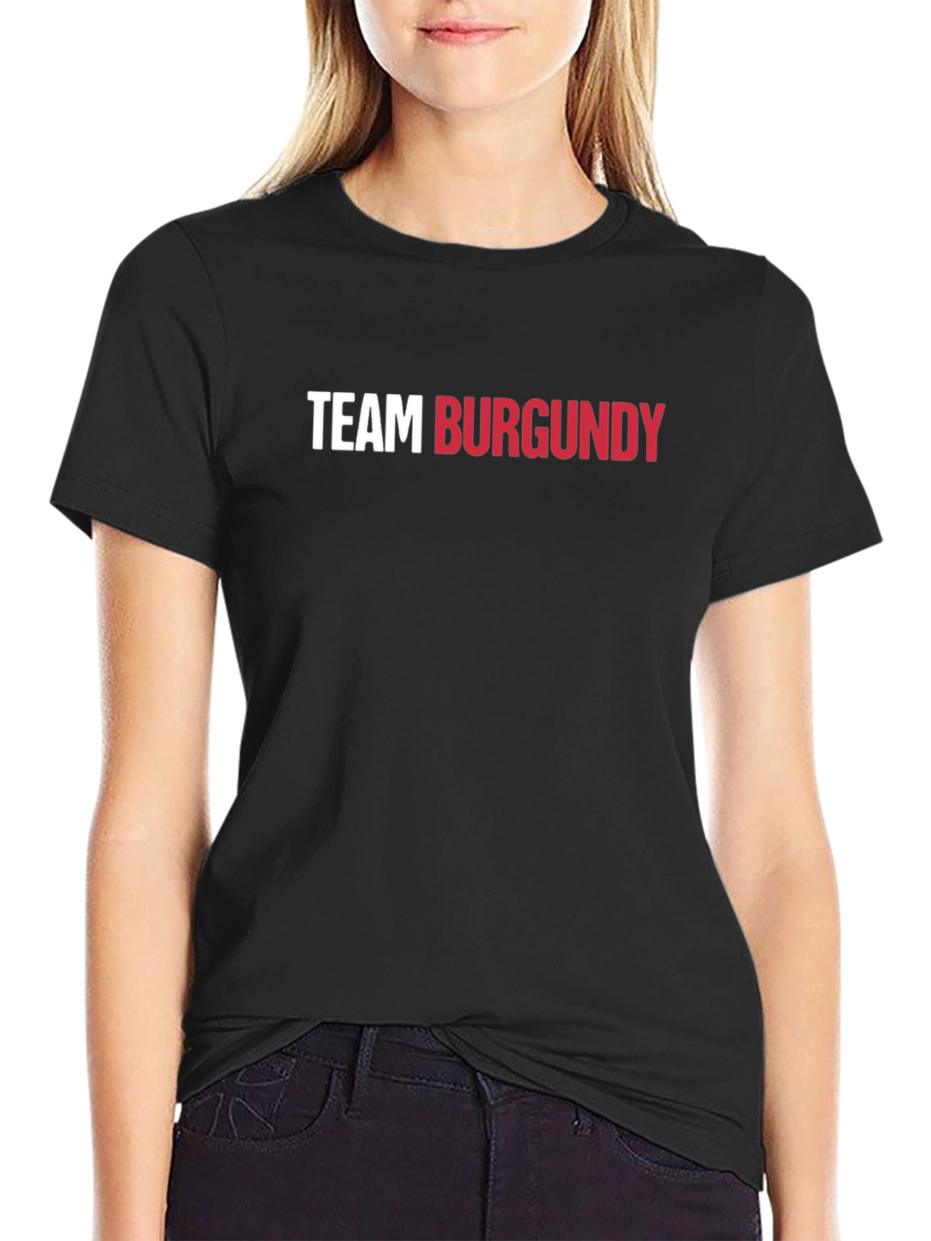 Team Burgundy Graphic Tee - Trendy Crew Neck T-Shirt