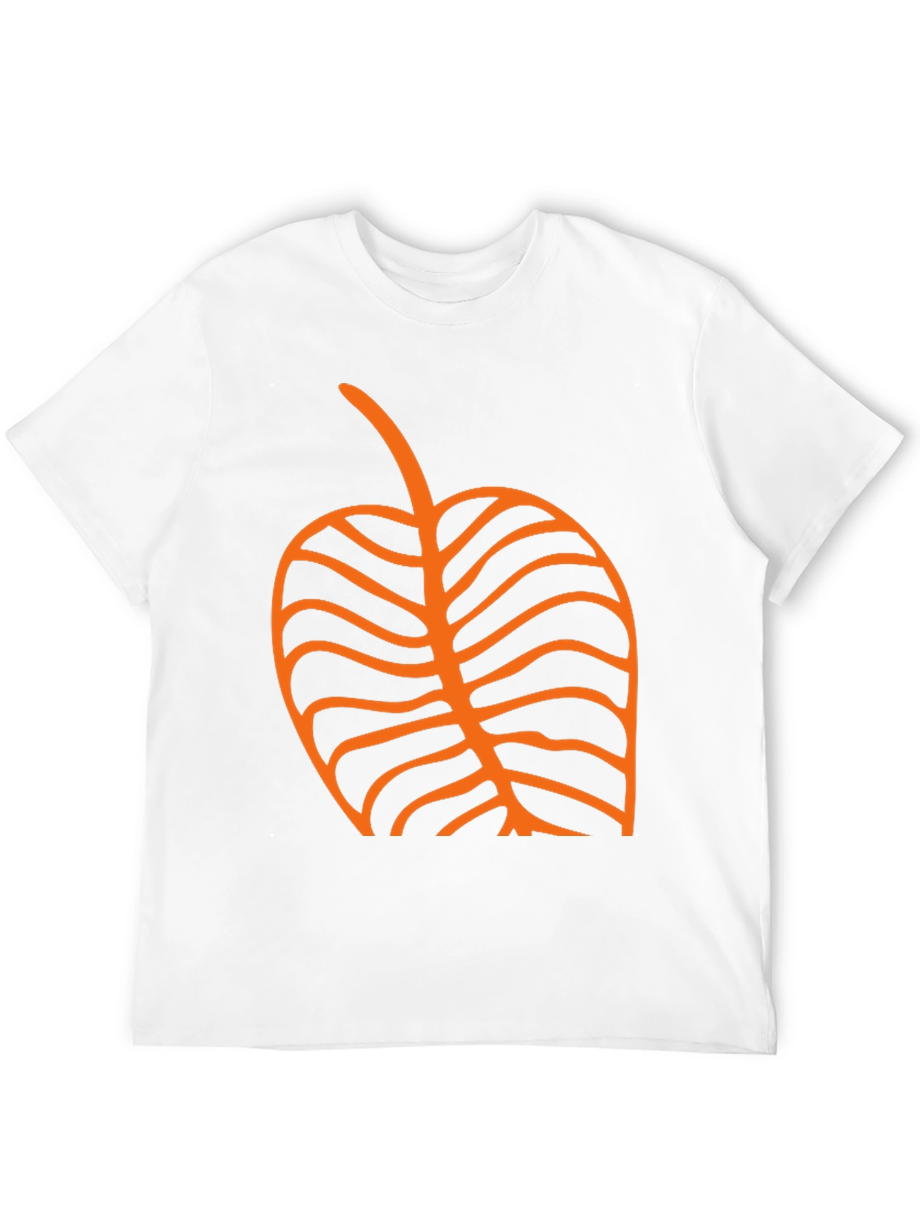 Black T-Shirt with Orange Leaf Graphic