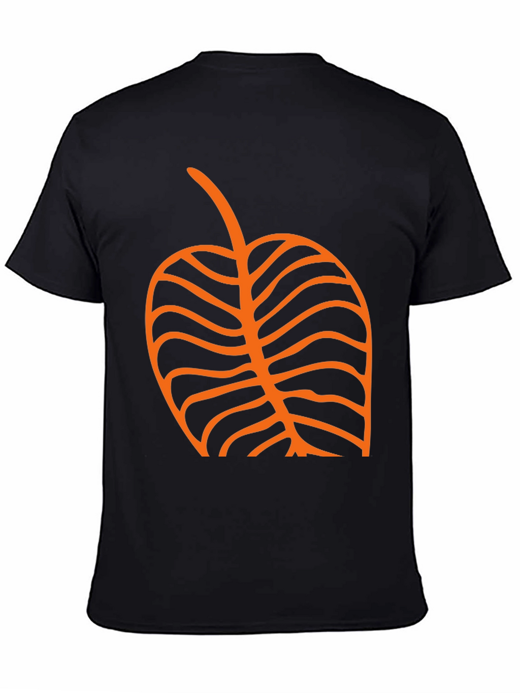 Black T-Shirt with Orange Leaf Graphic