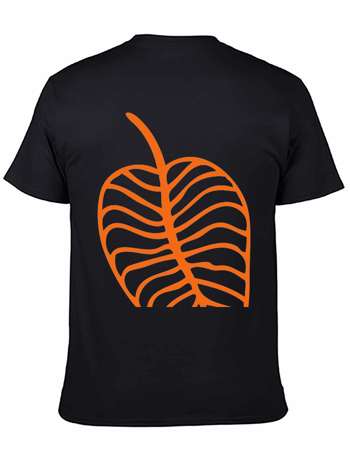 Black T-Shirt with Orange Leaf Graphic