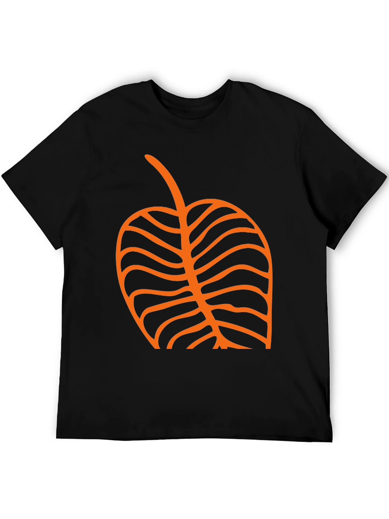 Black T-Shirt with Orange Leaf Graphic