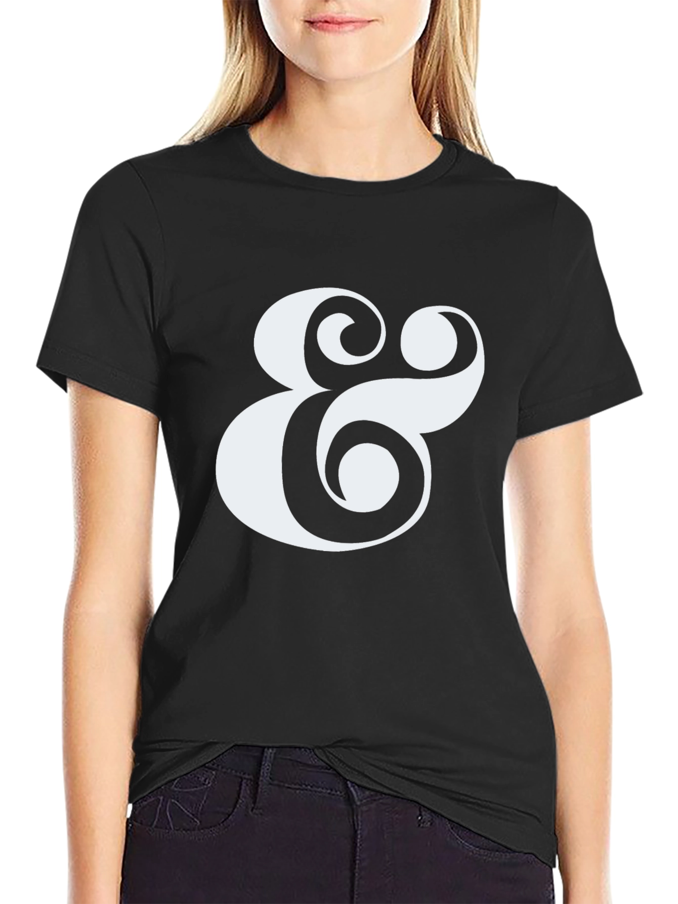 Stylish Ampersand Graphic Tee - Classic Black