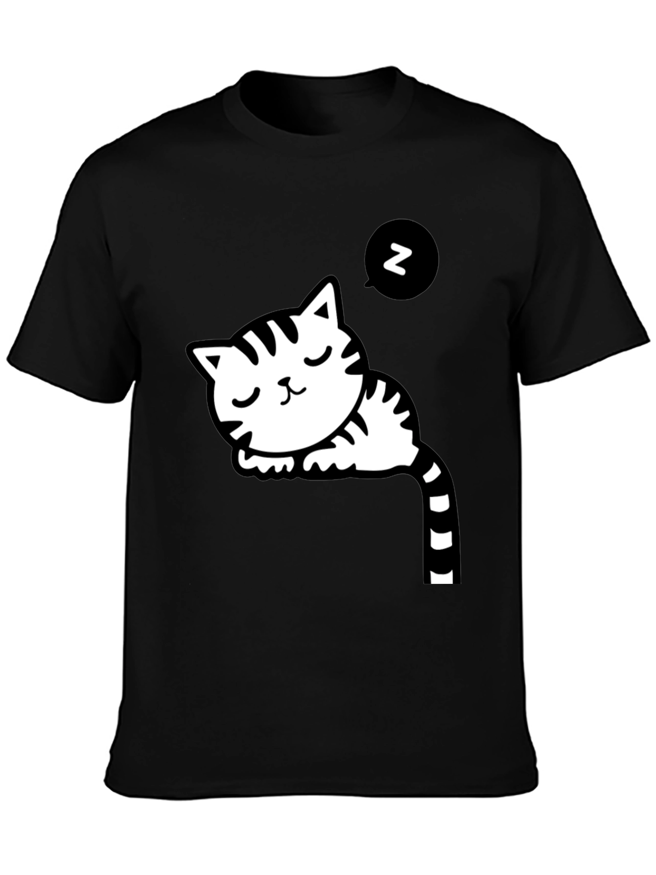 Cute Cat Nap Black T-Shirt