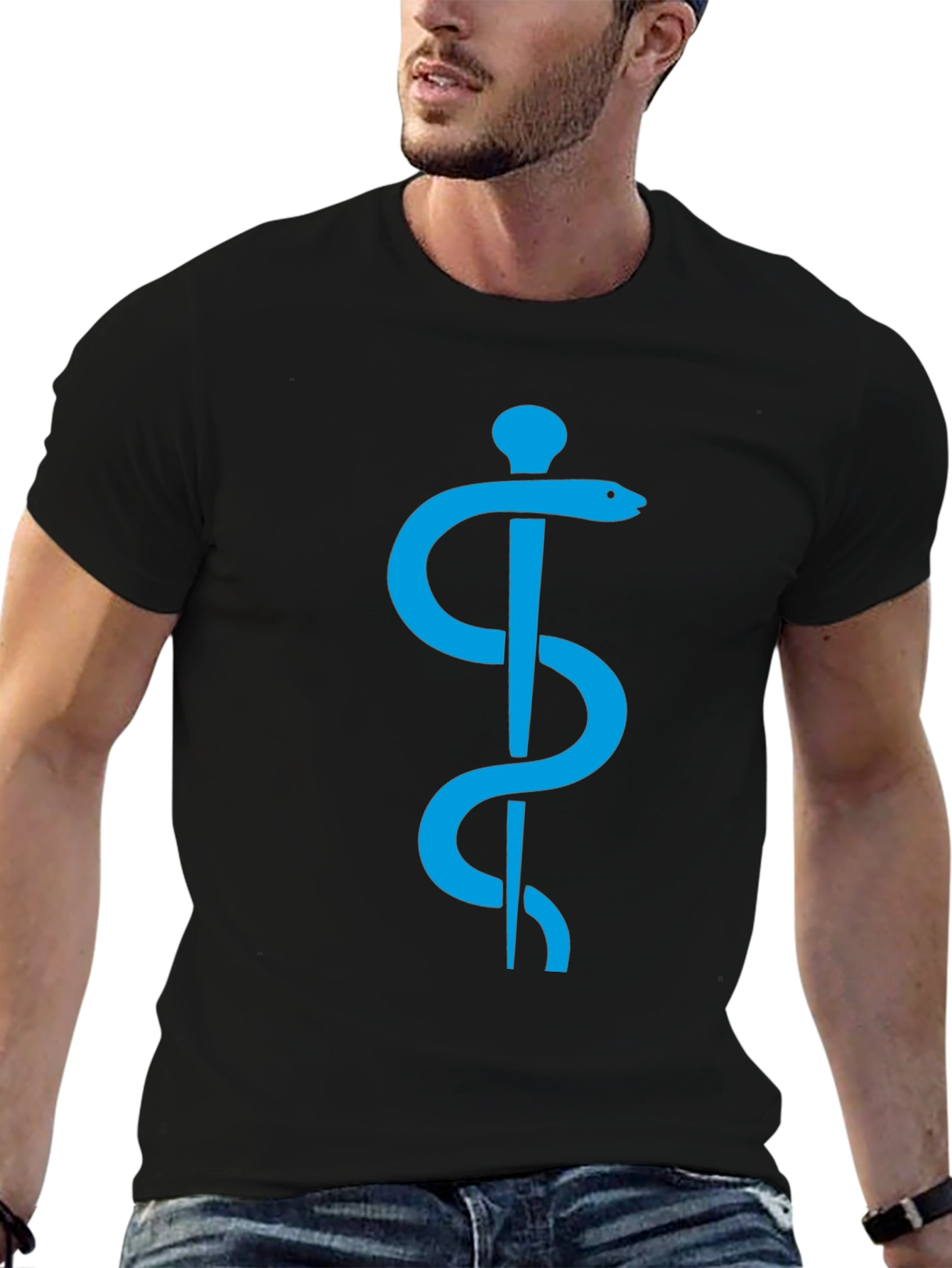 Rod of Asclepius Graphic Tee - Black
