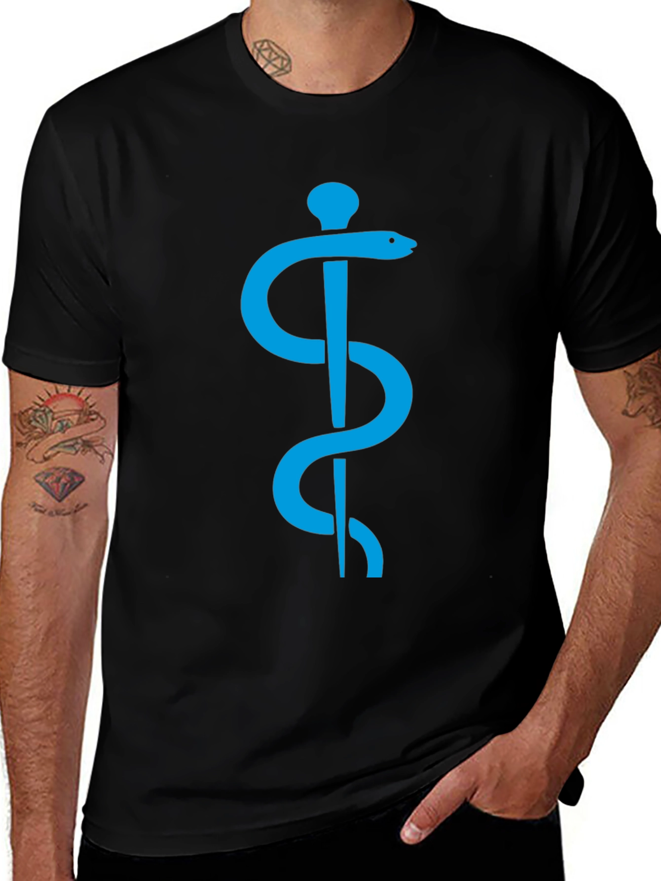 Rod of Asclepius Graphic Tee - Black