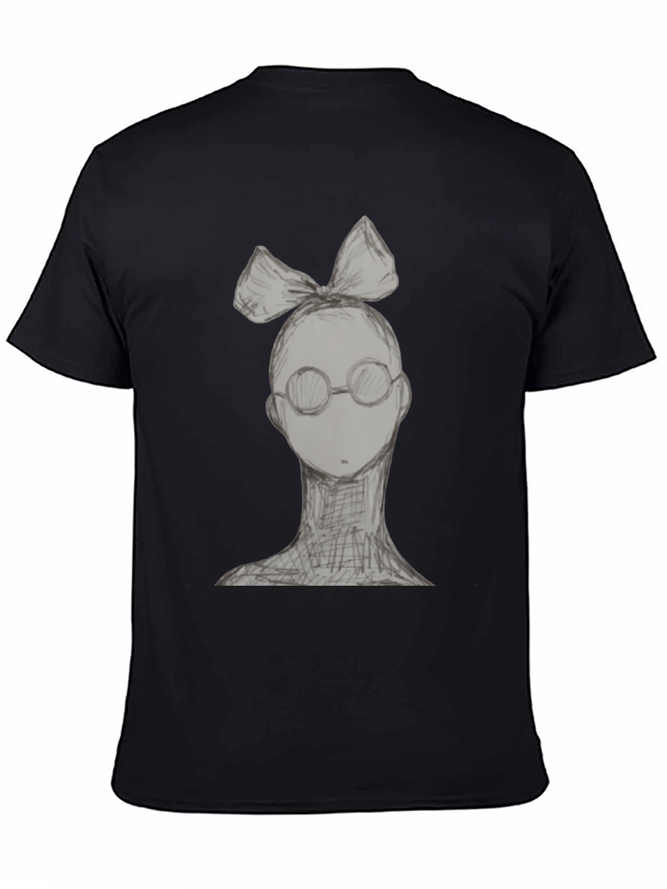 Quirky Sketch Tee - Woman with Bow & Glasses