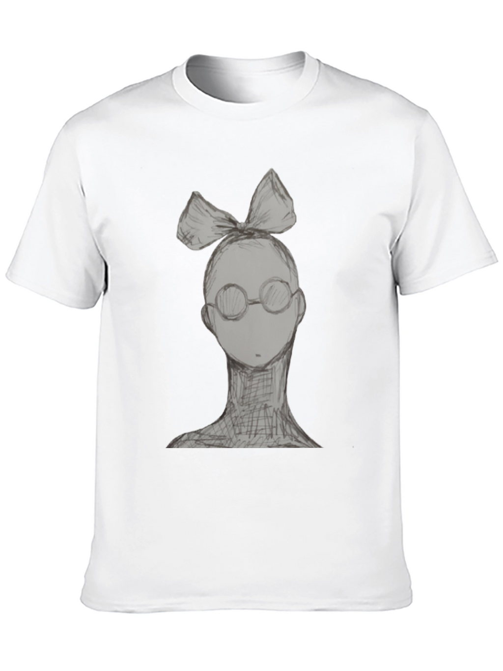 Quirky Sketch Tee - Woman with Bow & Glasses