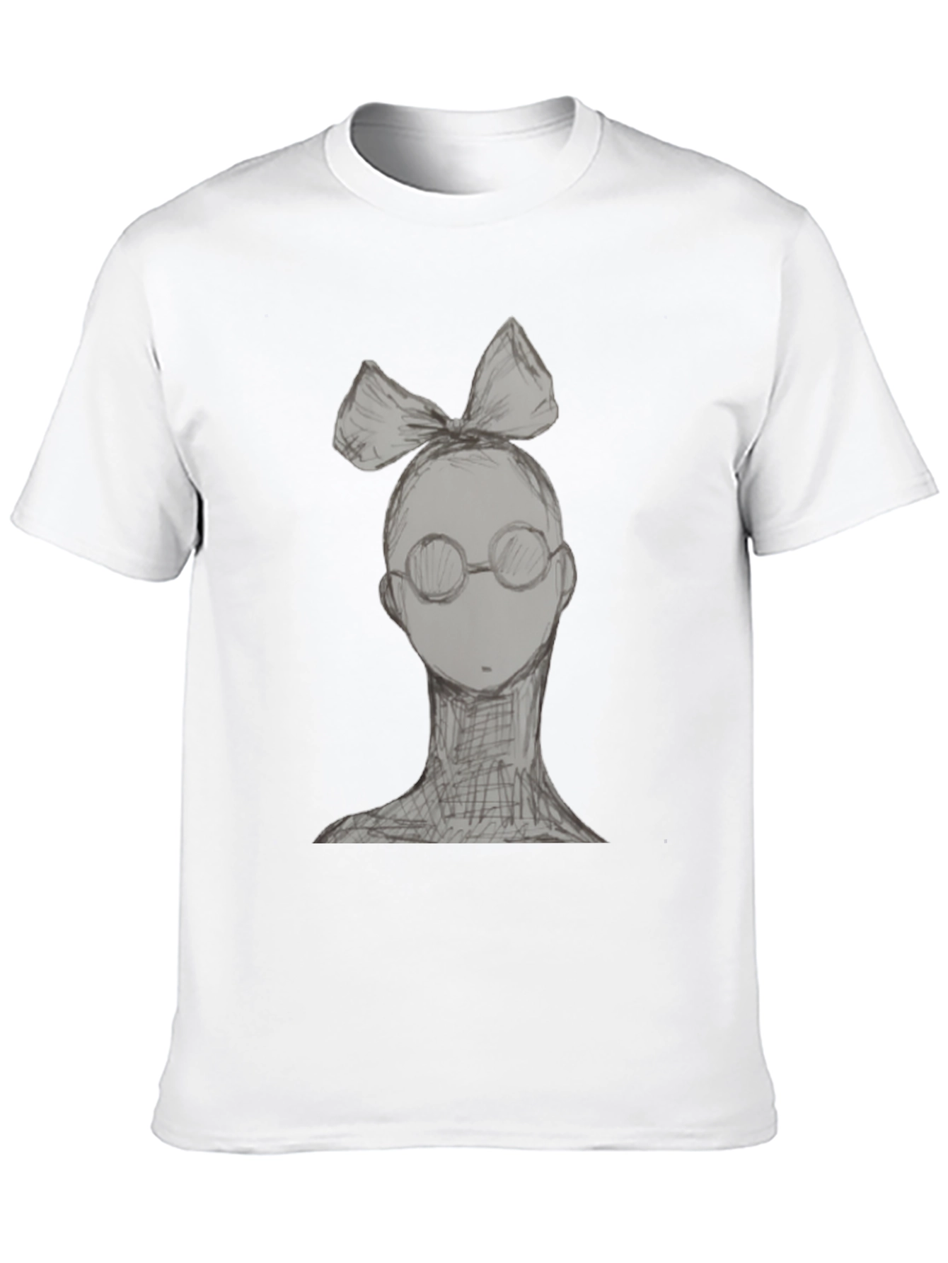 Quirky Sketch Tee - Woman with Bow & Glasses
