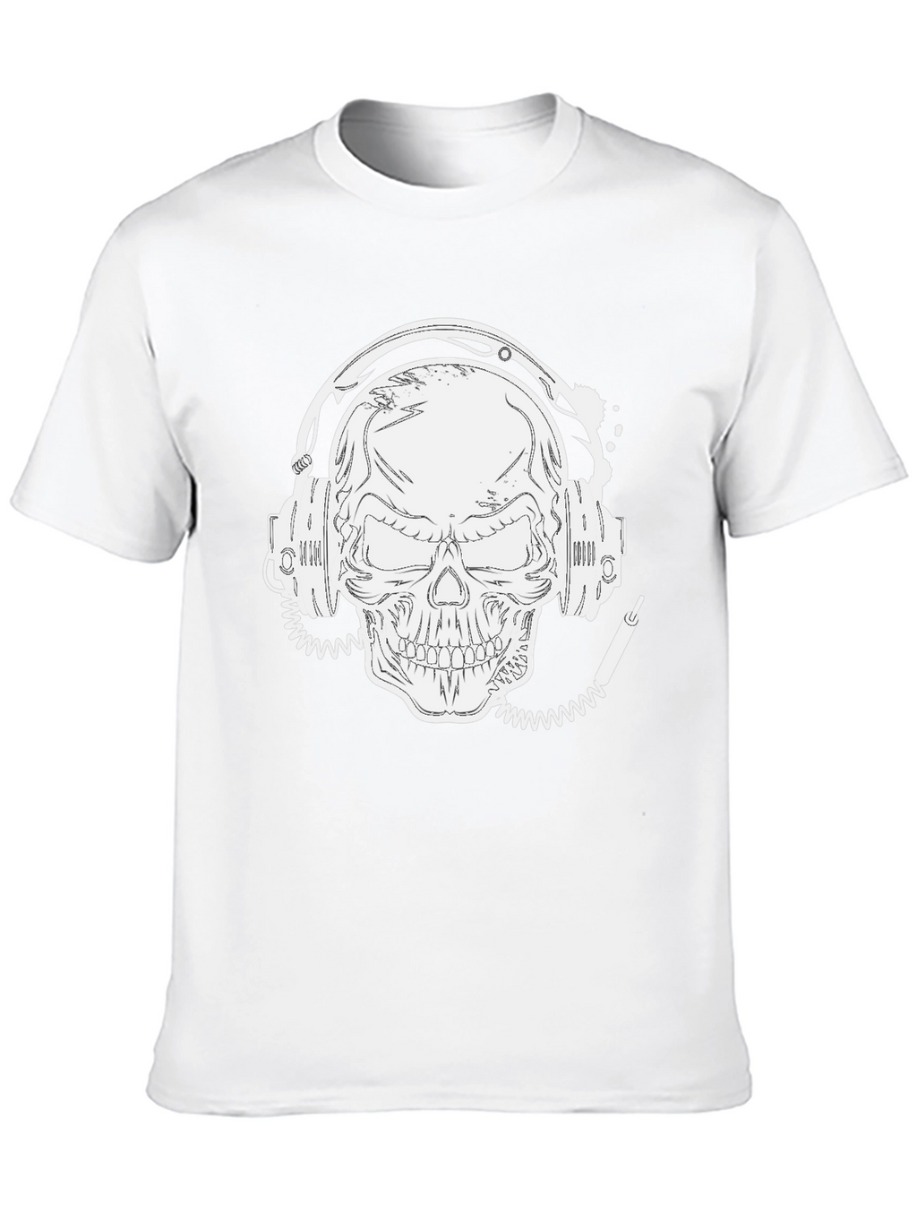 Skull With Headphones Graphic Tee - Black