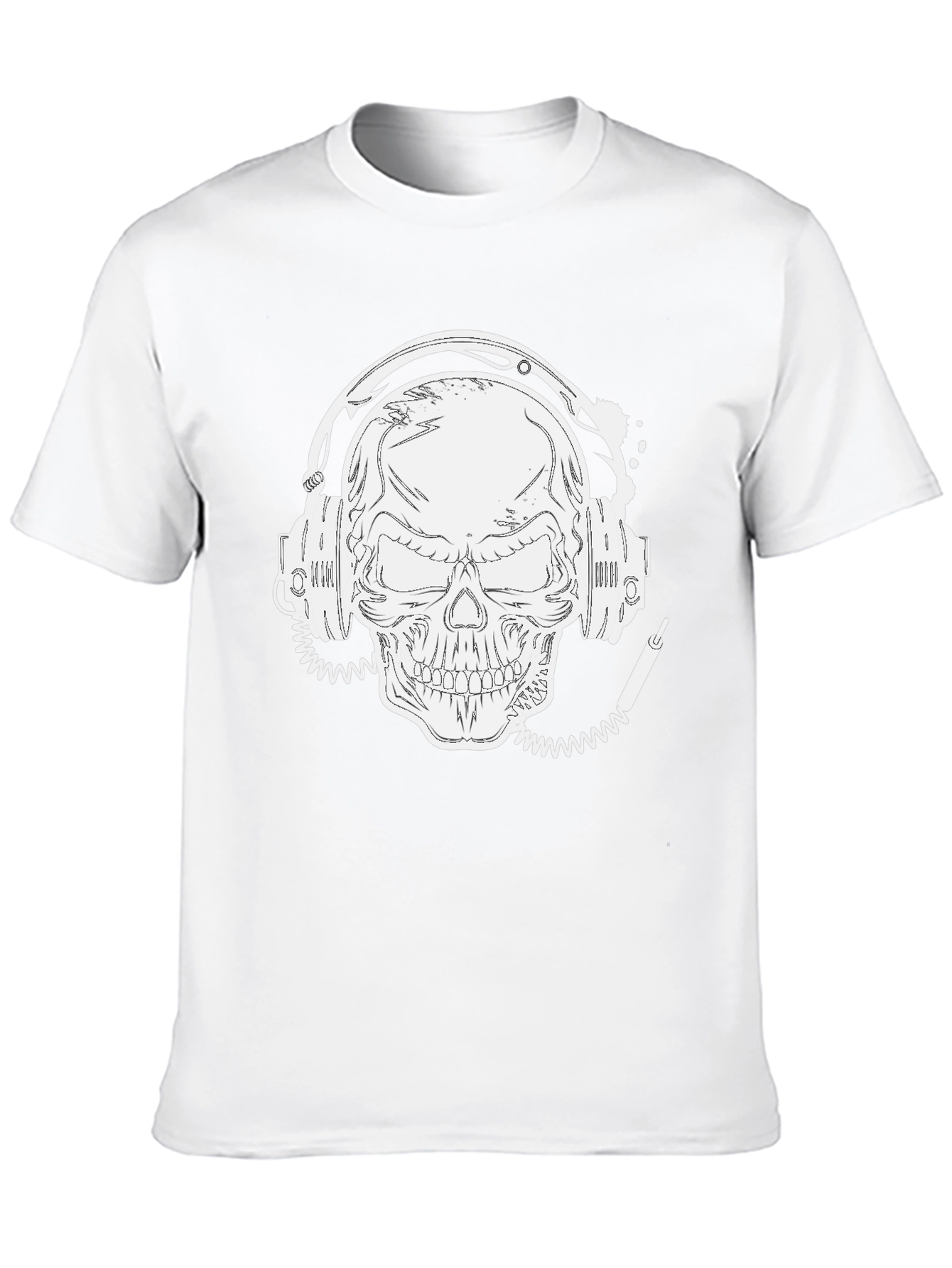 Skull With Headphones Graphic Tee - Black