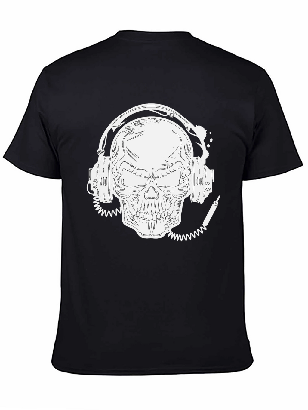 Skull With Headphones Graphic Tee - Black