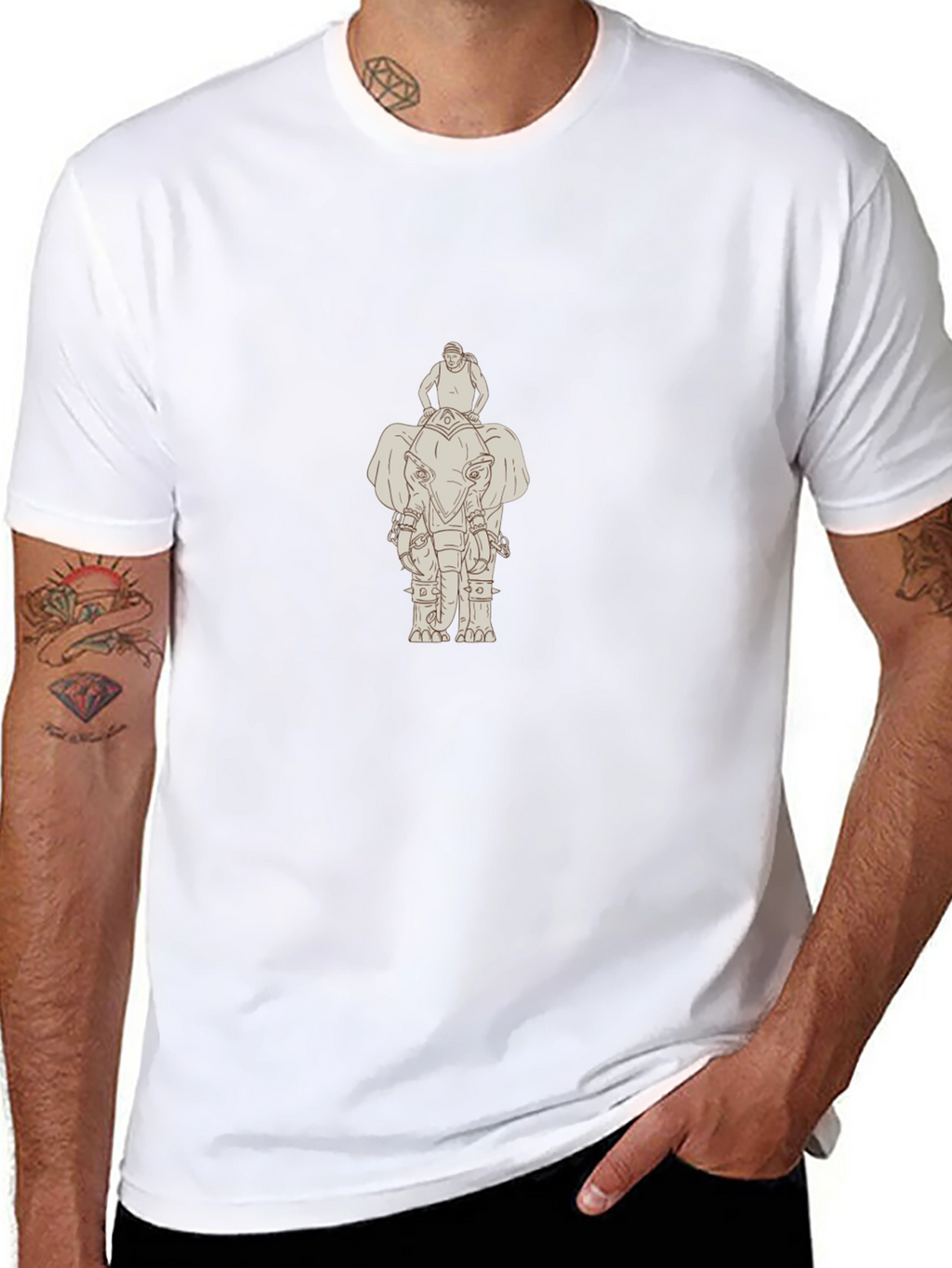 Elephant Rider Graphic Tee - Classic Black Cotton T-Shirt