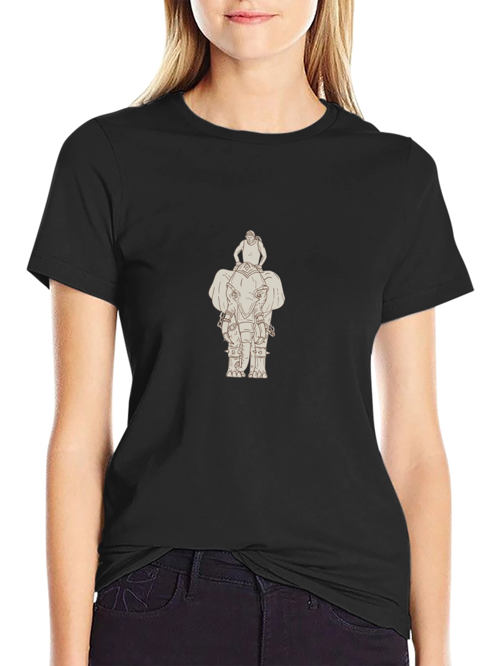 Elephant Rider Graphic Tee - Classic Black Cotton T-Shirt
