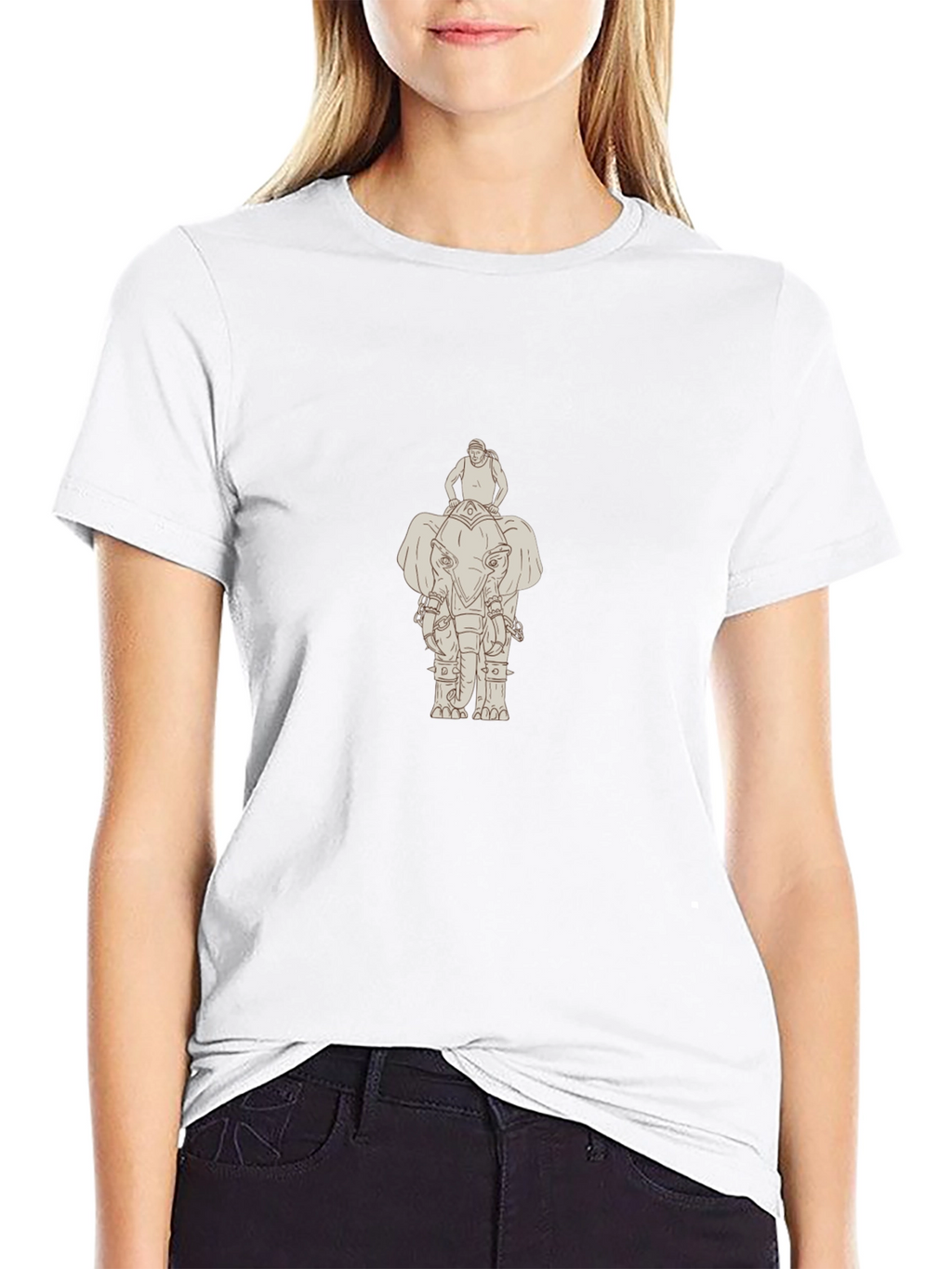 Elephant Rider Graphic Tee - Classic Black Cotton T-Shirt