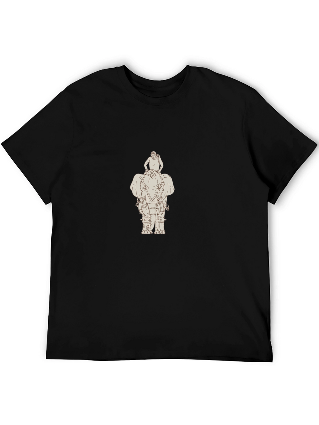 Elephant Rider Graphic Tee - Classic Black Cotton T-Shirt