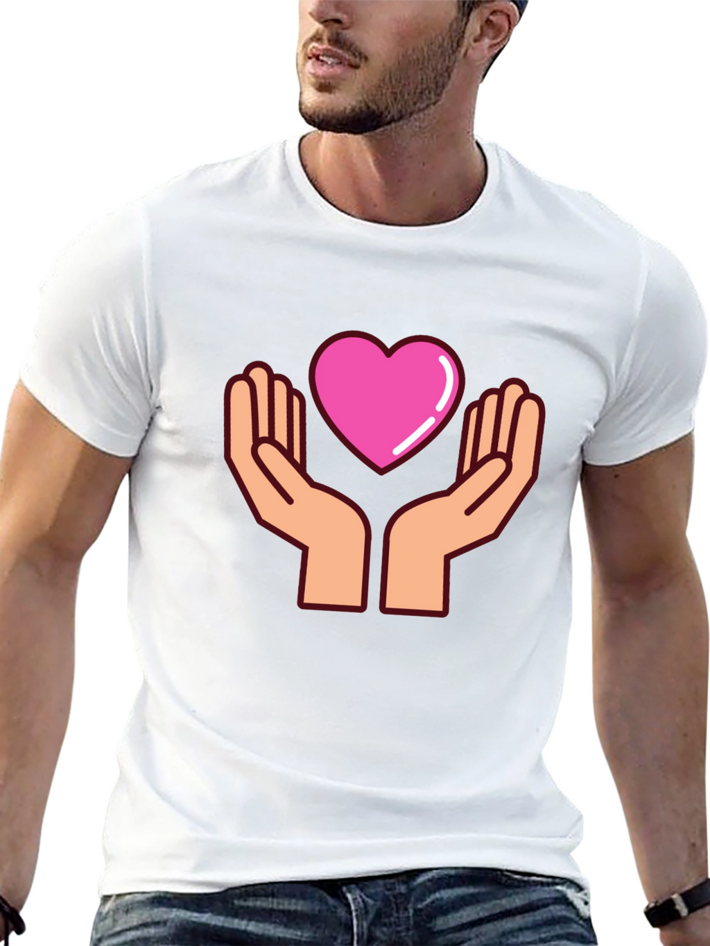 Heart Hands Graphic T-Shirt - Black