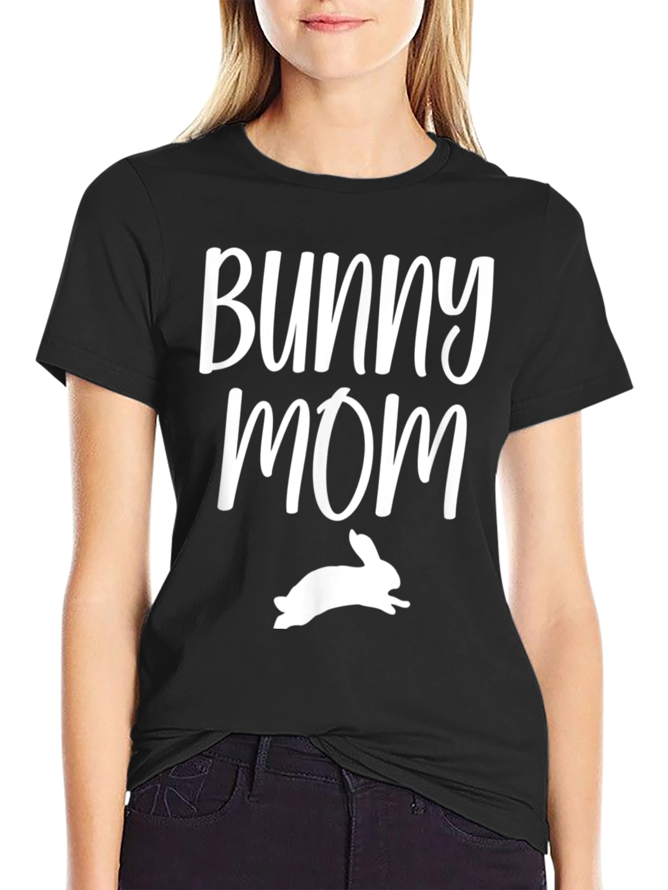 Bunny Mom Graphic Tee - Soft Black T-Shirt
