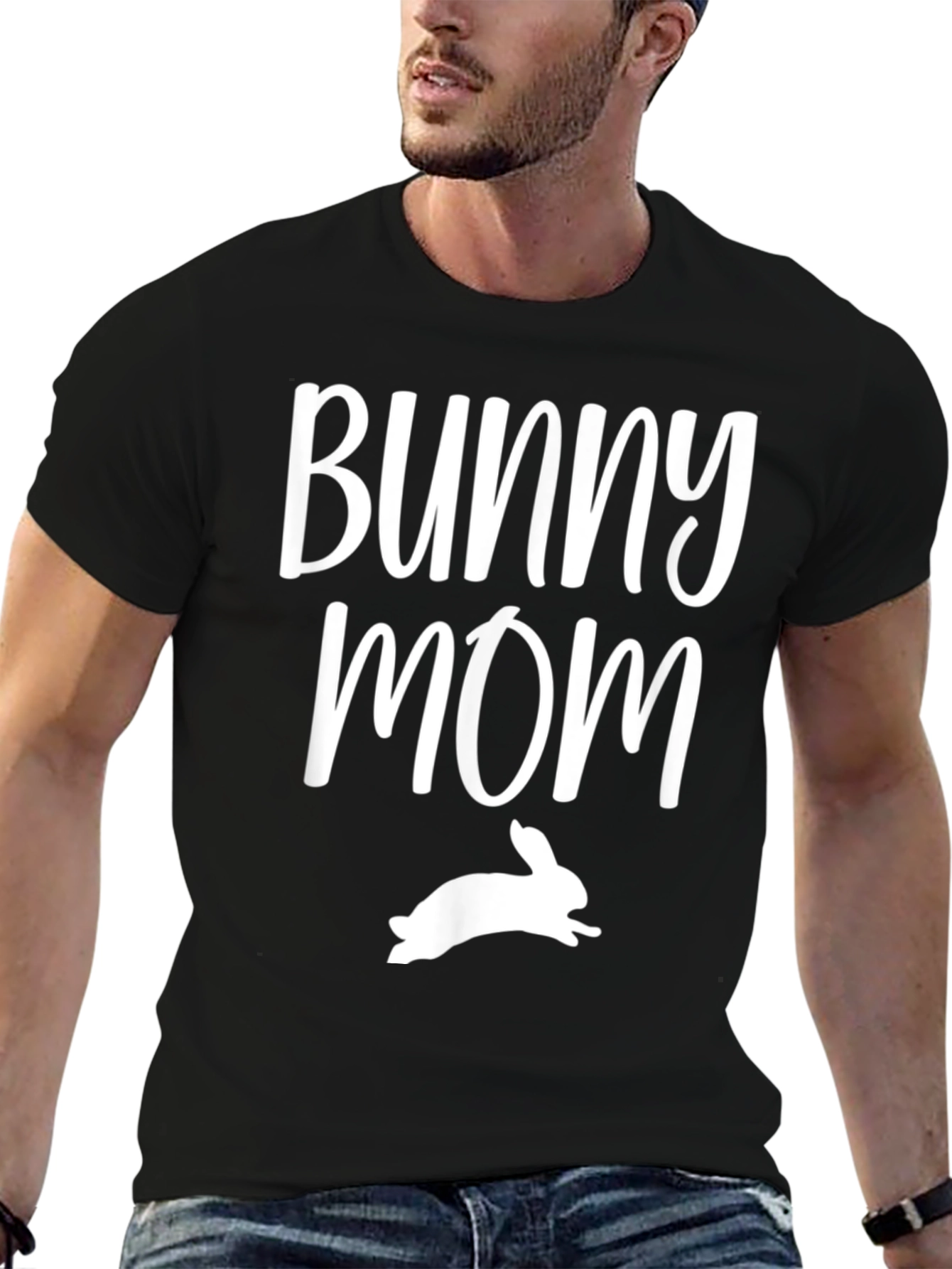 Bunny Mom Graphic Tee - Soft Black T-Shirt