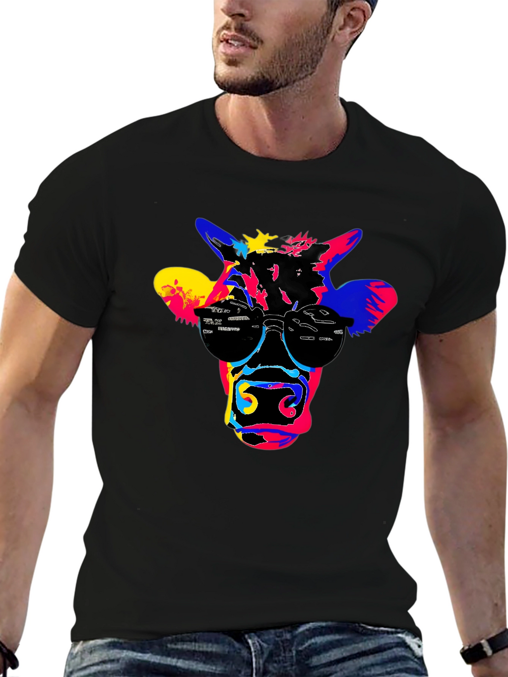 Cool Cow Graphic Tee - Black Cotton T-Shirt