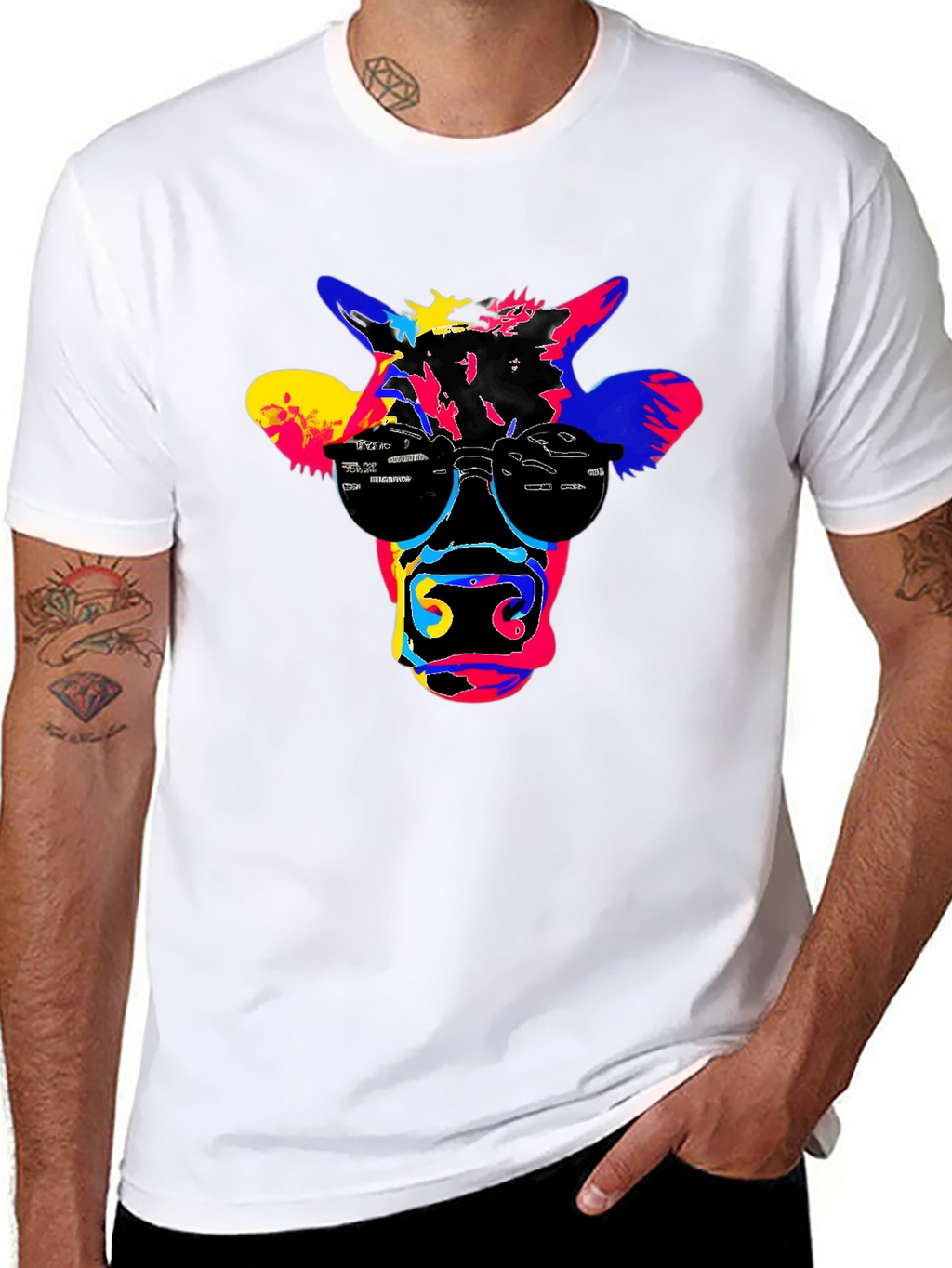 Cool Cow Graphic Tee - Black Cotton T-Shirt