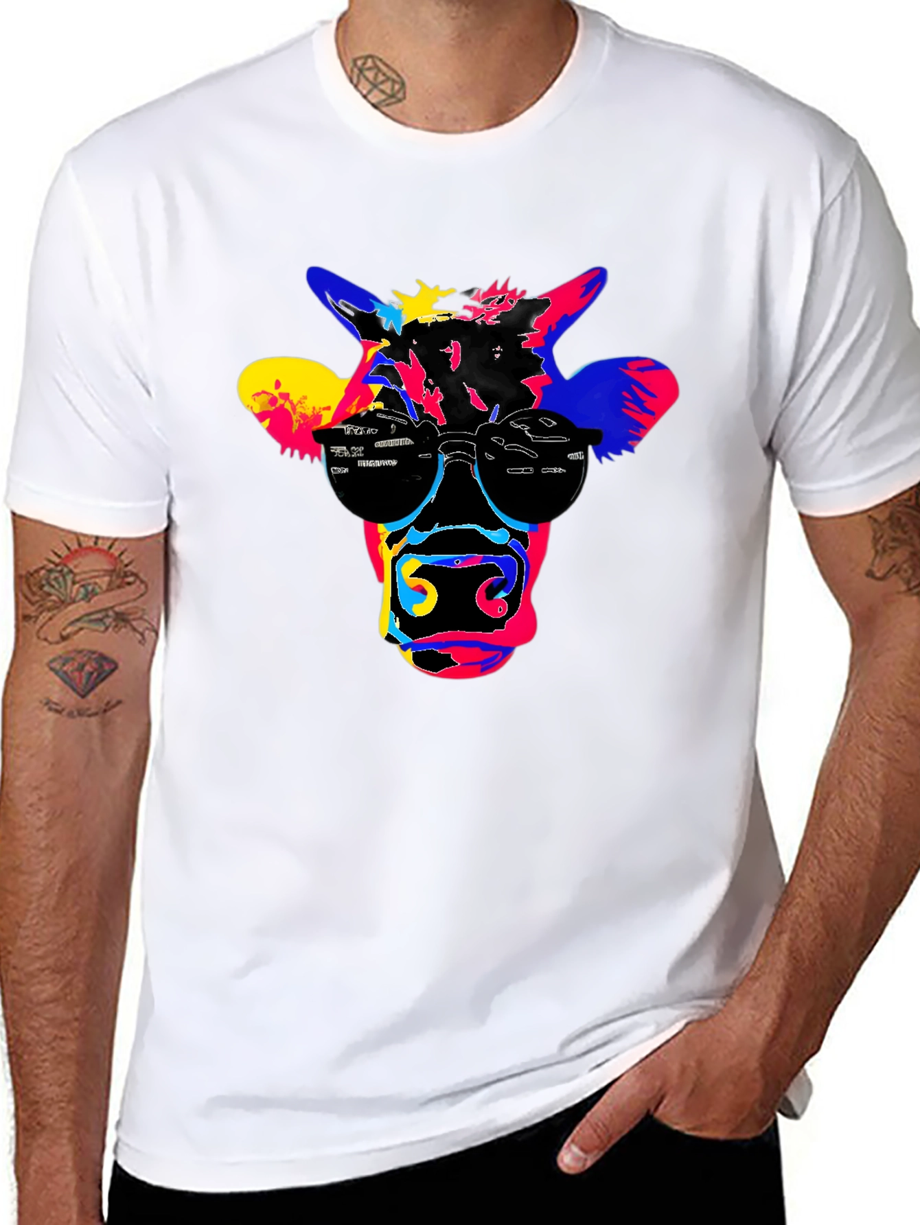 Cool Cow Graphic Tee - Black Cotton T-Shirt