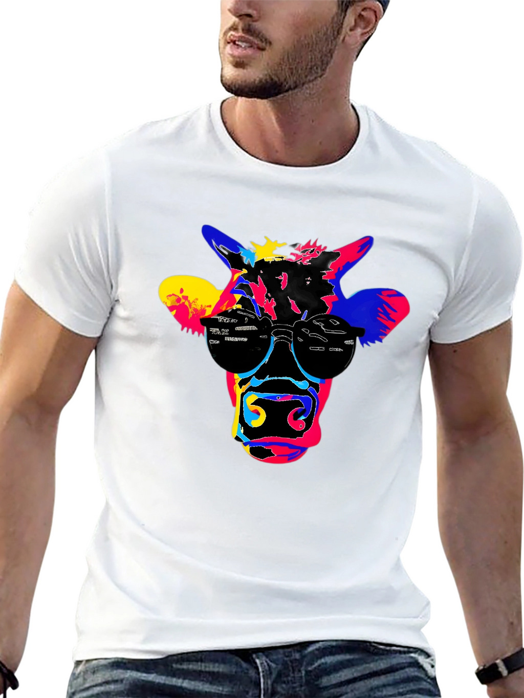 Cool Cow Graphic Tee - Black Cotton T-Shirt