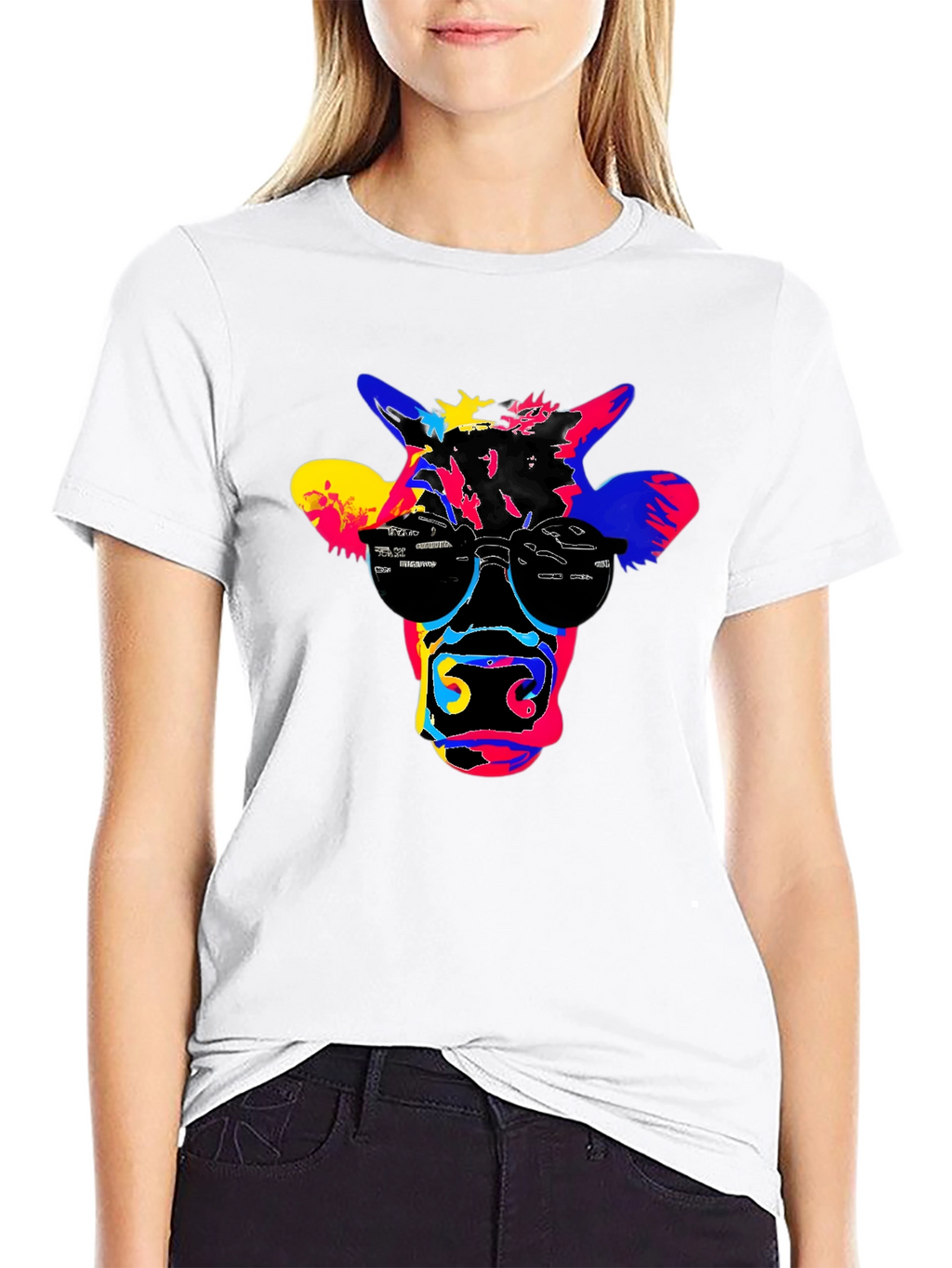 Cool Cow Graphic Tee - Black Cotton T-Shirt