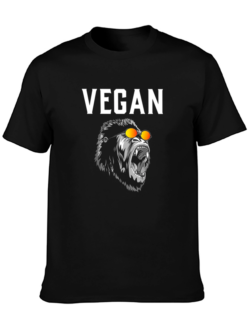 Vegan Gorilla Graphic Tee - Black Cotton T-Shirt