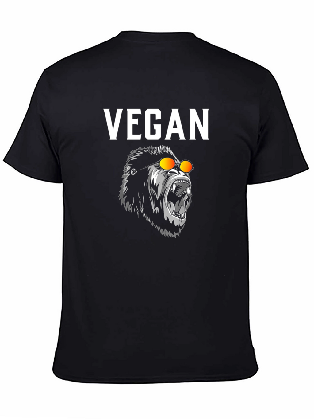 Vegan Gorilla Graphic Tee - Black Cotton T-Shirt