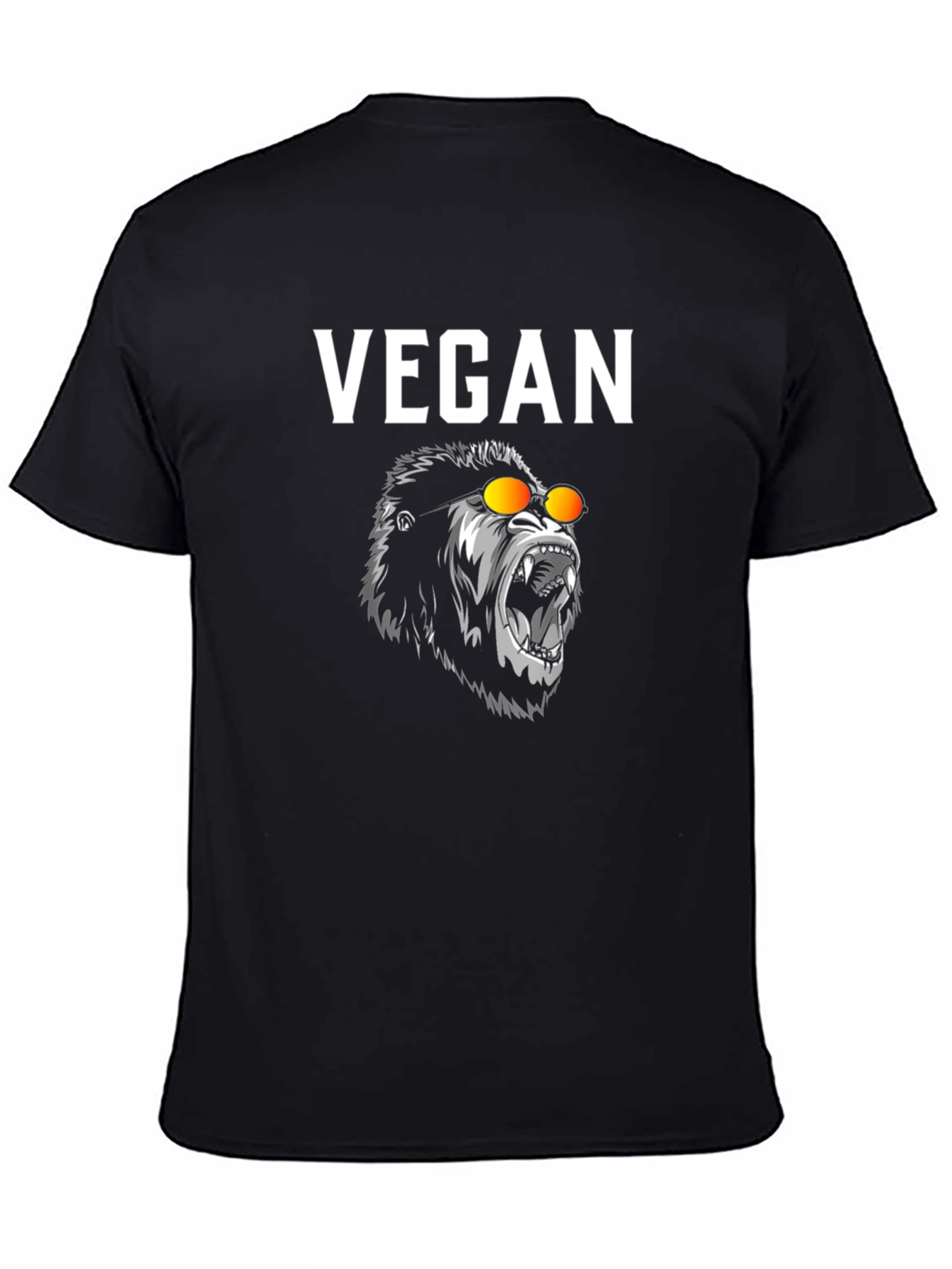 Vegan Gorilla Graphic Tee - Black Cotton T-Shirt